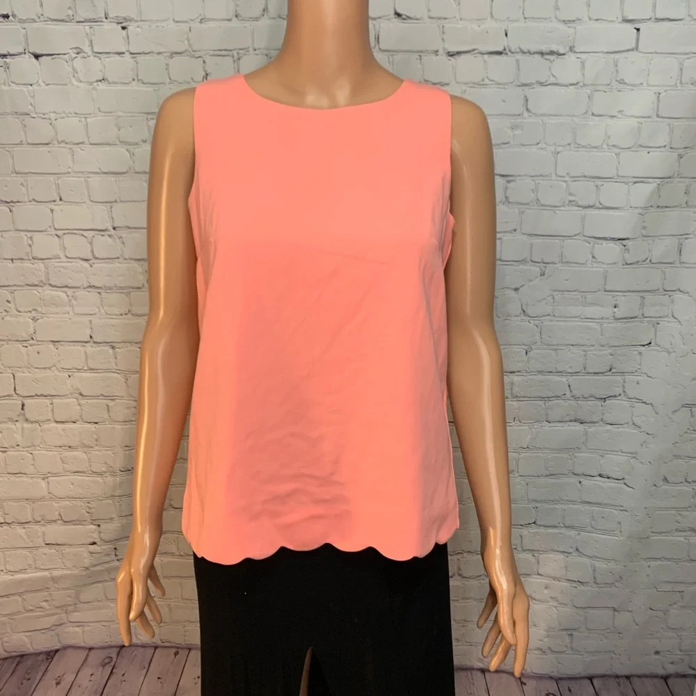 J. Crew coral blouse with back detail size XXS scalloped blouse top